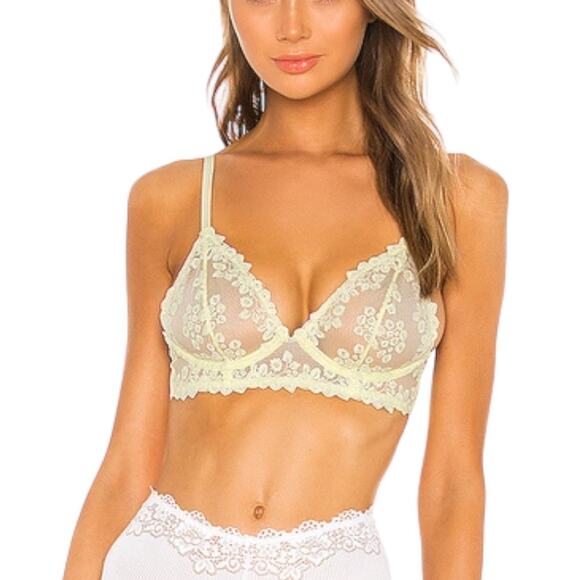 Intimately Free People Faded Sunshine Sheer Floral Lace Veronica Underwire Bra - Picture 1 of 11